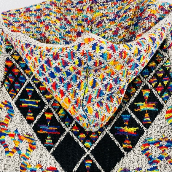 Northern Angel Anthropologie Rainbow Boho Long Hooded Cardigan Sweater Small - Picture 3 of 5